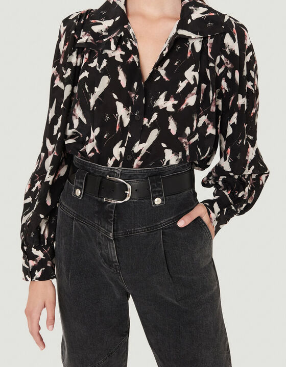 AVILA PRINTED MOCK NECK BLOUSE TOP